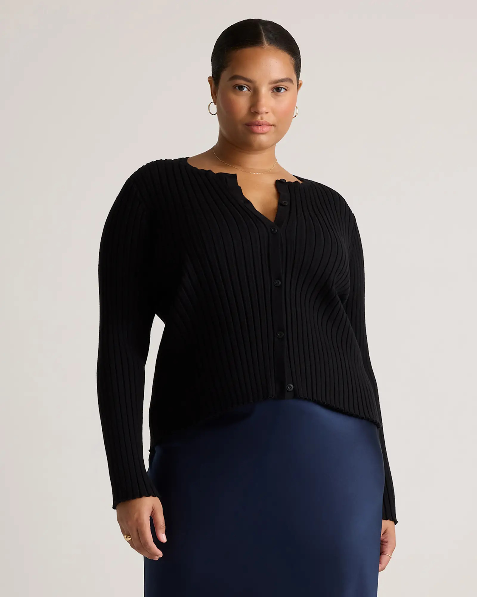 Eco-Knit Cropped Rib Cardigan | Quince