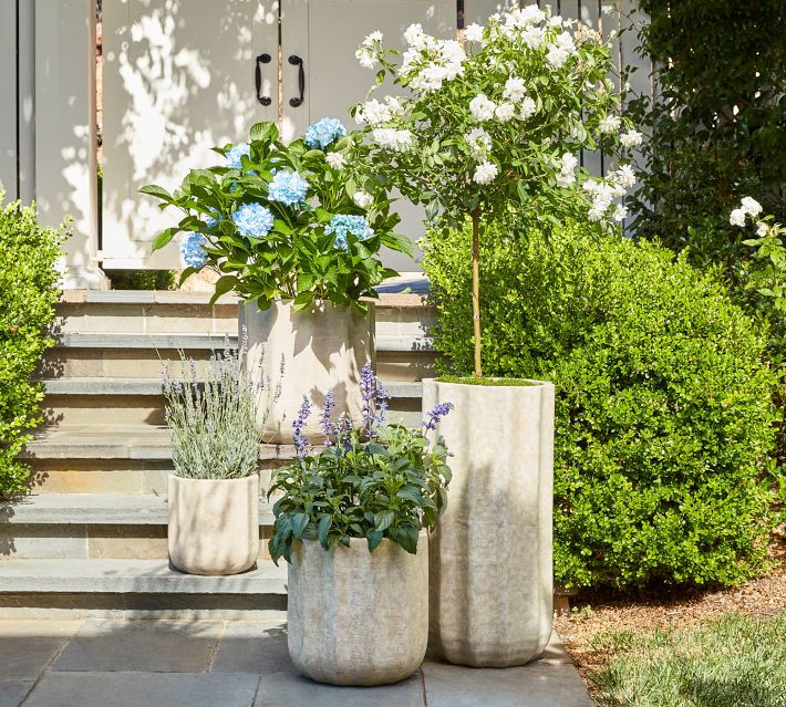 Modern Rustic Fluted Outdoor Planters | Pottery Barn (US)