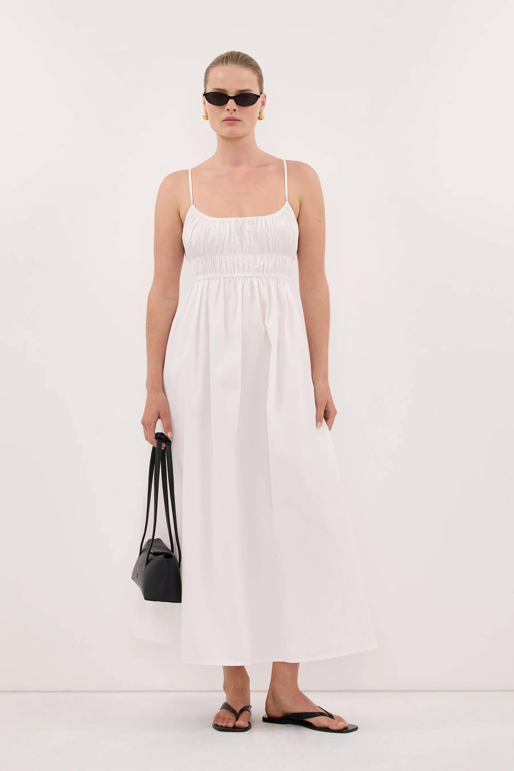 ZAHARA WHITE COTTON MIDI DRESS | DISSH
