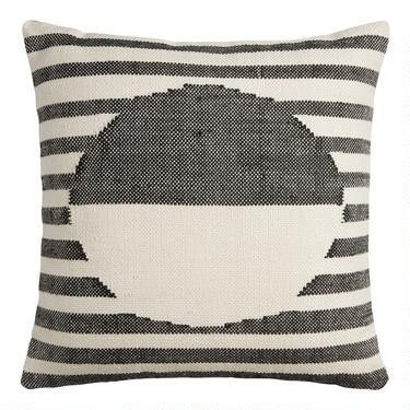 Black And Ivory Stripe Sol Indoor Outdoor Throw Pillow | World Market