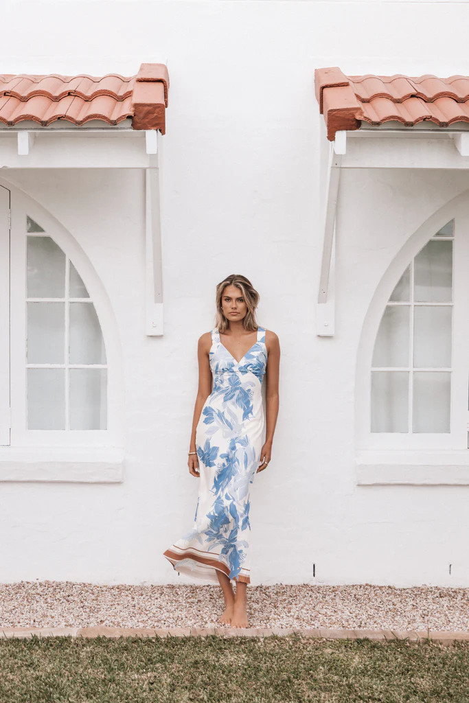 Lizza Maxi Dress - Pale Blue Print | Petal & Pup (US)