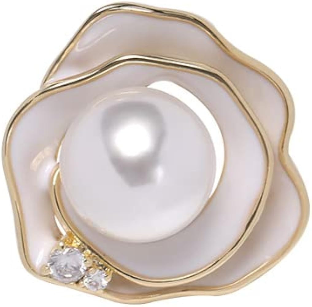 Pearl Flower Brooch for Women - Gold Plated Pearl Flower Pin Rhinestone Buttons Lapel Pin Jewelry... | Amazon (US)