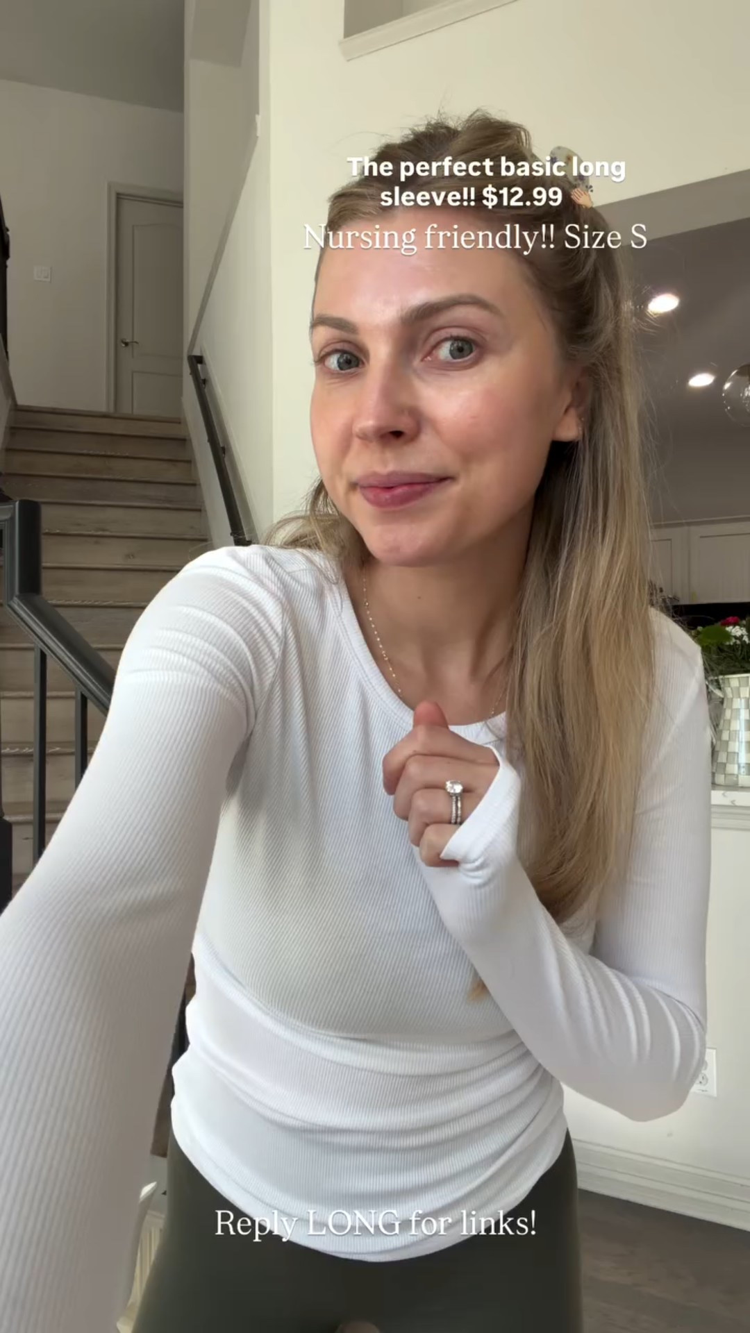 The perfect basic long sleeve!! $12.99 👏🏼 Nursing friendly!! Size S in long sleeve and leggings! M in sports bra! 

#LTKmomlife #LTKootd #LTKfitnessgoals