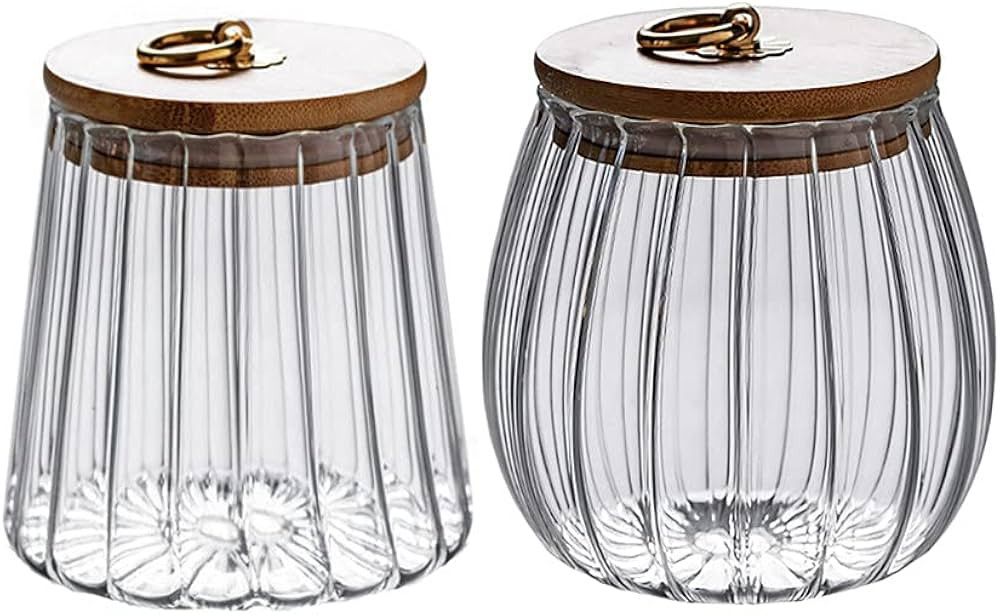 Glass Jars Canister Airtight Storage Container with Bamboo Lid Metal Handle Small Glass Food Jars... | Amazon (US)
