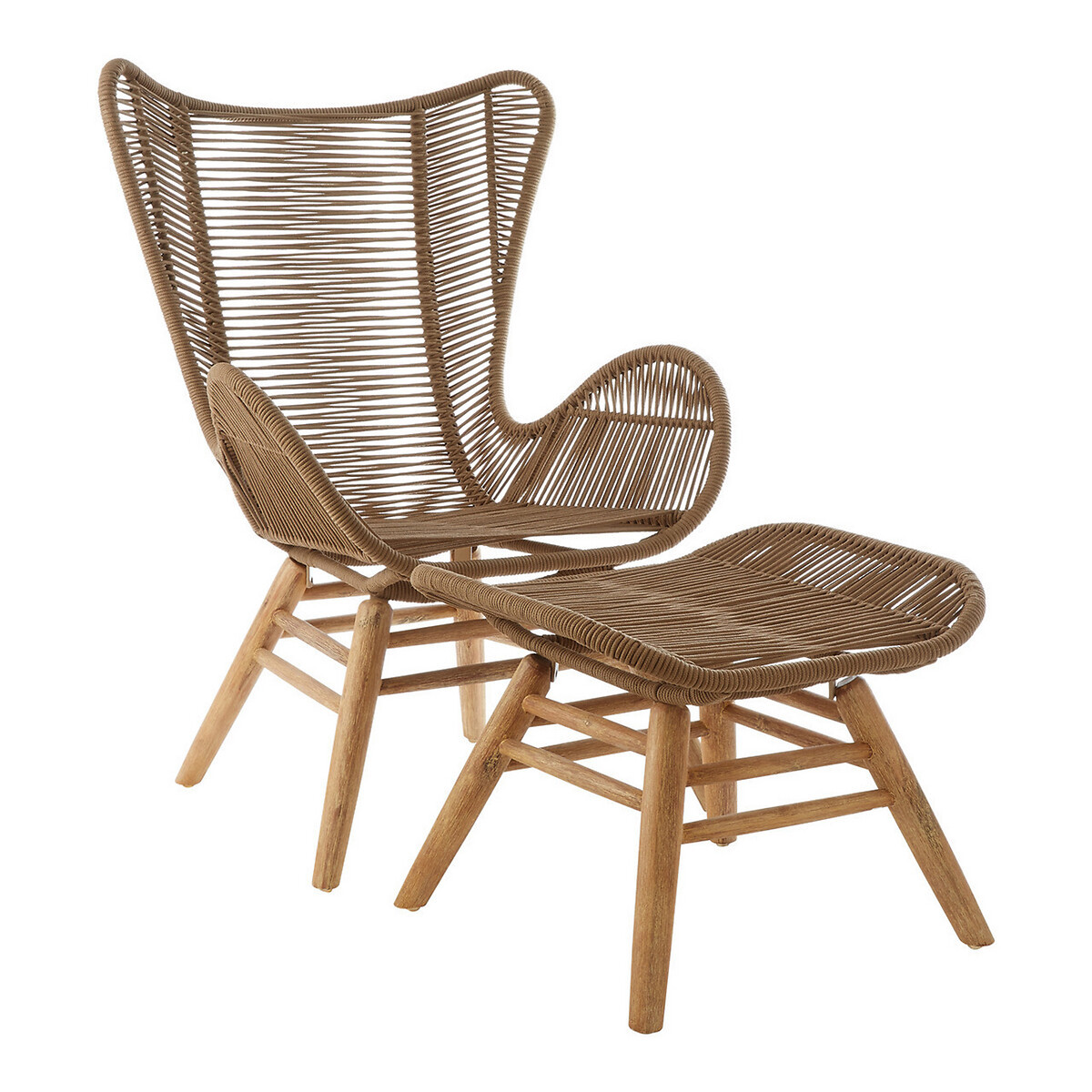 Natural Rope Lounge chair and Footstool set - Latte | La Redoute (UK)