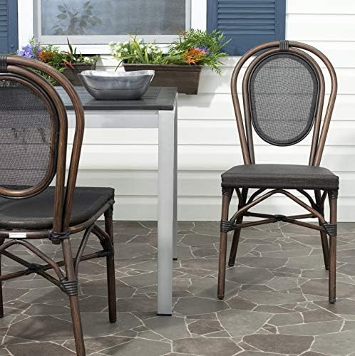 Safavieh Outdoor Living Collection Ebsen Wicker Side Chairs, Black, Set of 2 | Amazon (US)