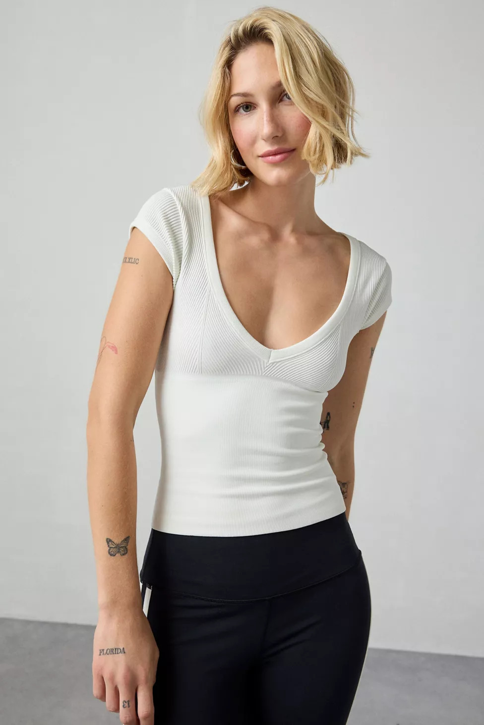 Out From Under Jade Seamless Knit Cutout Short Sleeve Tee | Urban Outfitters (US and RoW)