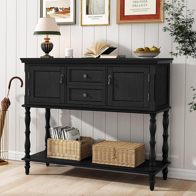 ARTPOWER Console Table with 2 Drawers, Retro Entryway Table with 2 Door Cabinets and Open Storage... | Amazon (US)