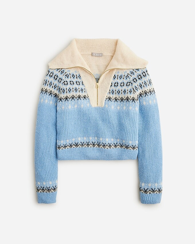 Fair Isle half-zip sweater in brushed yarn | J. Crew US