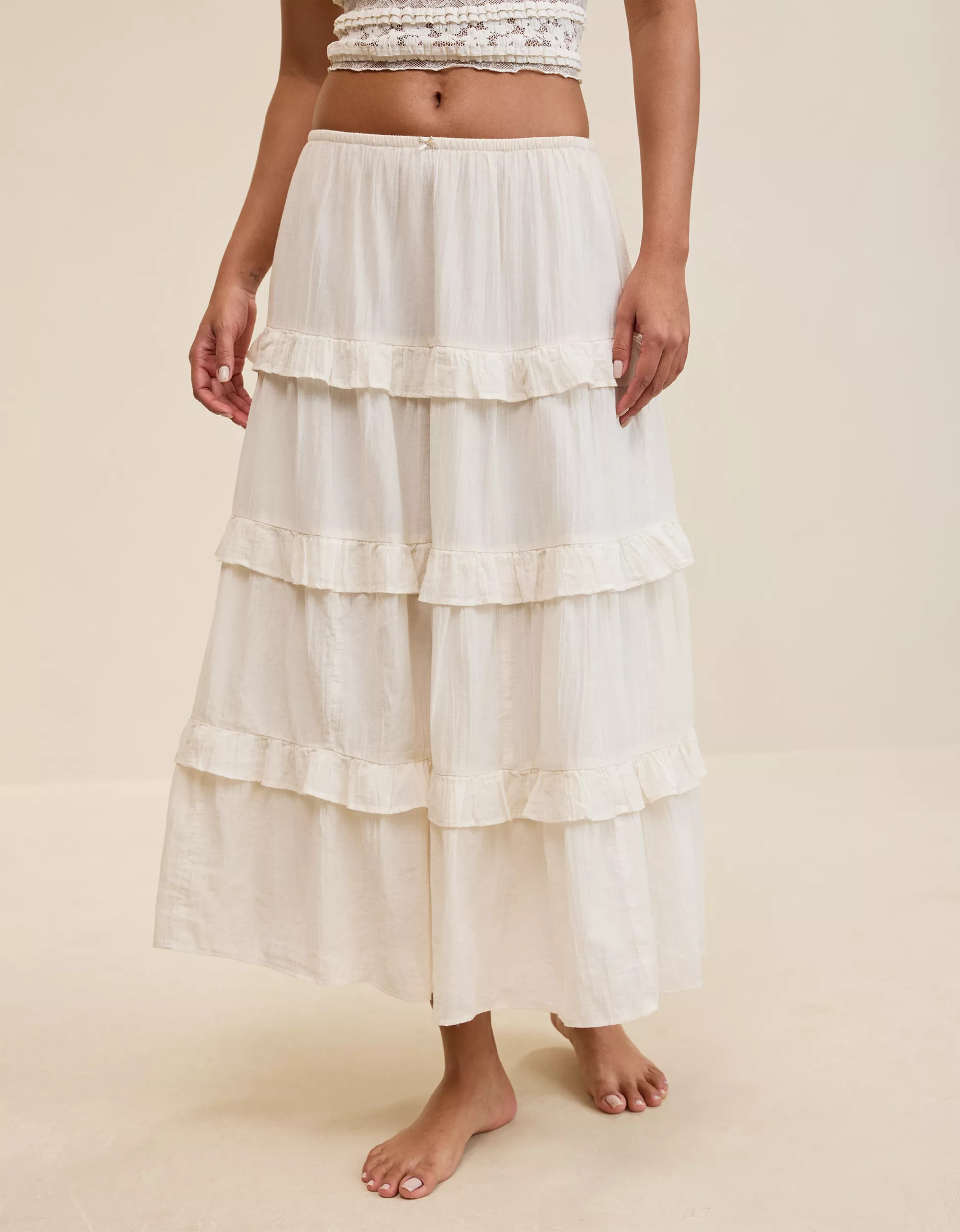 Aerie Ready To Ruffle Tiered Midaxi Skirt | Aerie