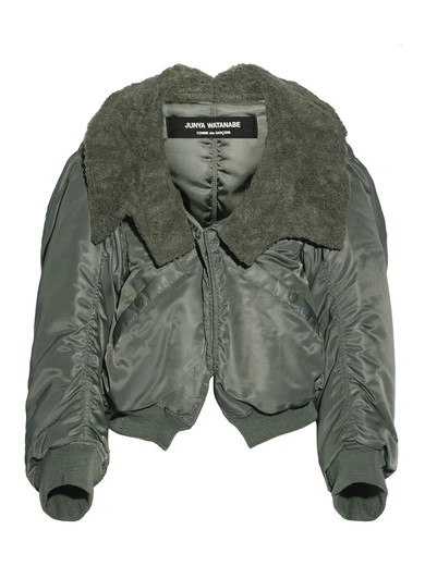 Faux fur-trimmed satin-twill jacket | NET-A-PORTER (US)
