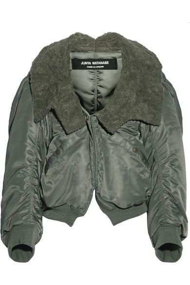 Faux fur-trimmed satin-twill jacket | NET-A-PORTER (US)
