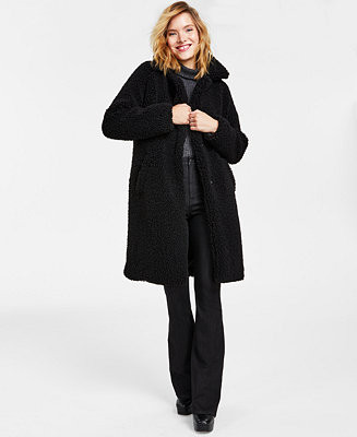 BCBGeneration Women's Notch-Collar Teddy Coat, Created for Macy's & Reviews - Coats & Jackets - W... | Macys (US)
