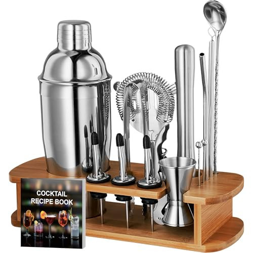 Cocktail Shaker Set - 17 Piece Stainless Steel Mixology Bartender Kit, Drink Martini Shaker, Home Bar Accessories, Cocktail Kit, Stainless Steel Bar Set, Shakers Bartending | Amazon (US)