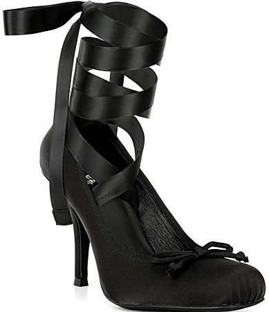 Jeffrey Campbell Nympha Satin Bow Tie Wrap Ballerina Stiletto Pumps - 8.5 | Dillard's