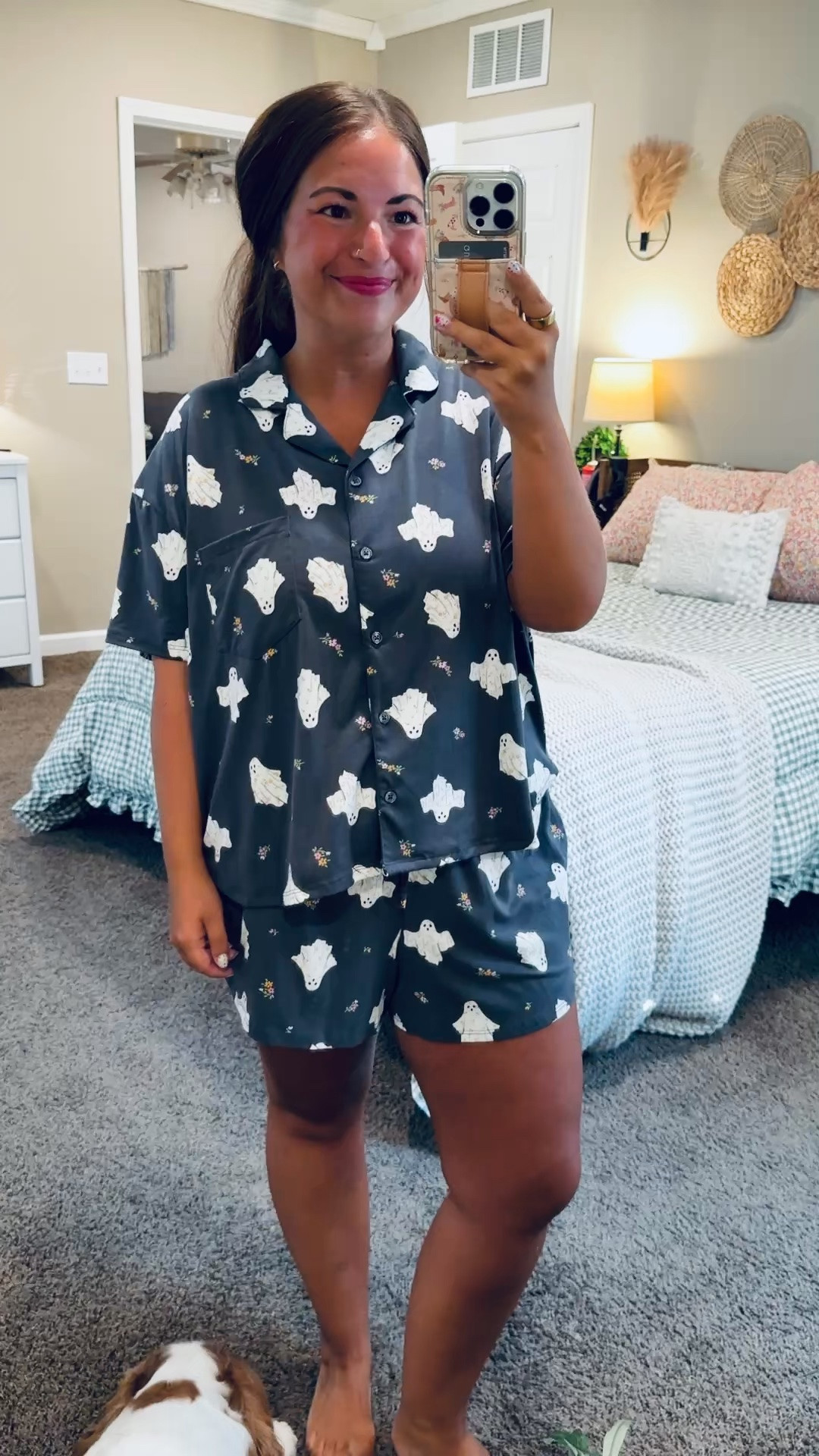 Spooky season, but make it cozy! 👻🖤 This adorable ghost-print pajama set from Walmart is only $16.98 and perfect for all of your fall movie nights! 🍿🎃✨These always go fast!!


pajama set: fits true to size // wearing a large 

 