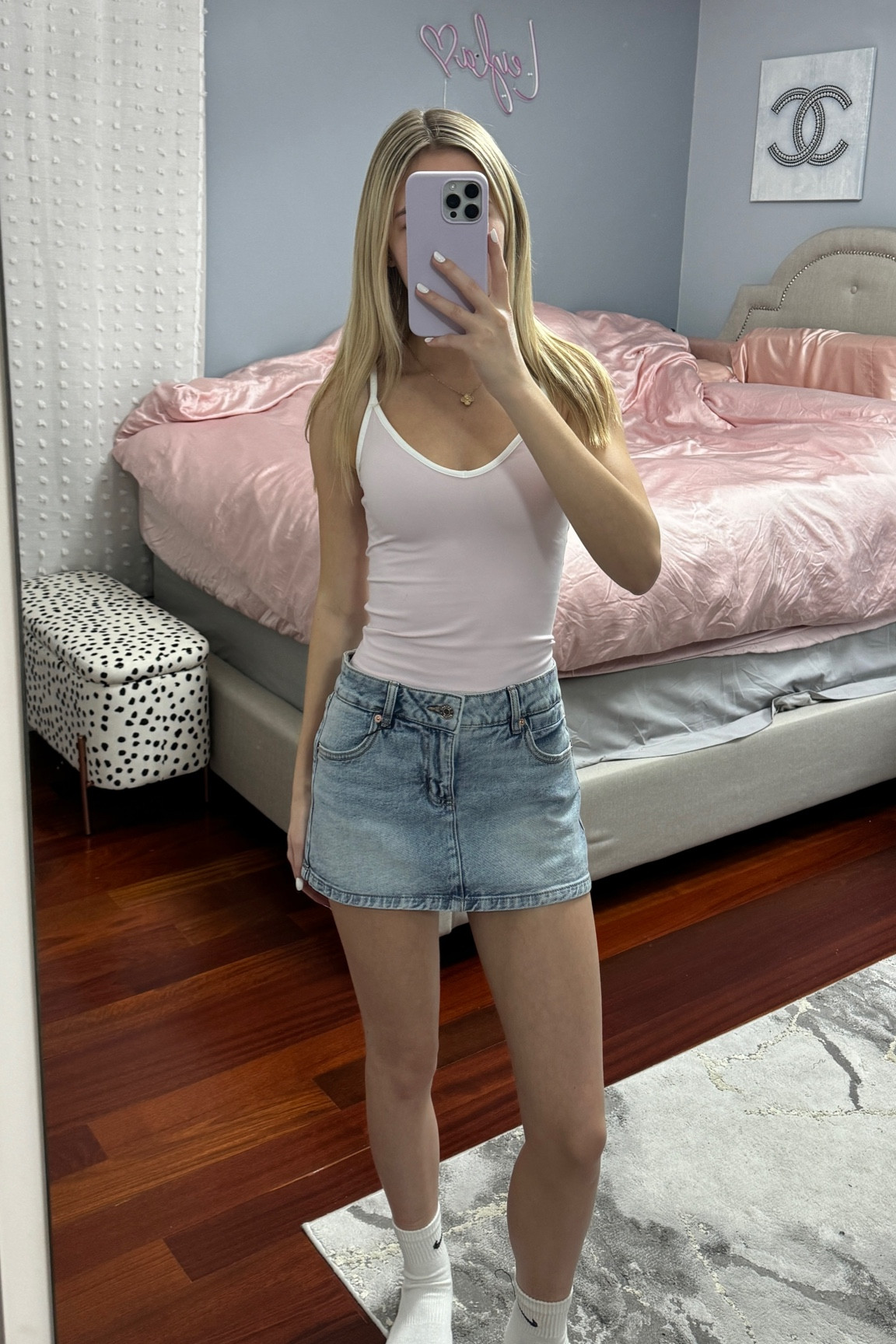 Super cute summer outfit. Denim micro skirt and pink tank top

#LTKSeasonal #LTKStyleTip