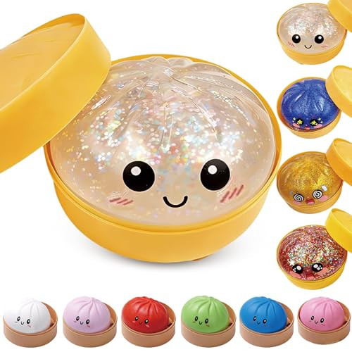 2026 Upgrade Glitter Dumpling - Dumpling Squishy Glitter, Dumplings Stress Ball for Playing, Party, Alone (White-B) | Amazon (US)