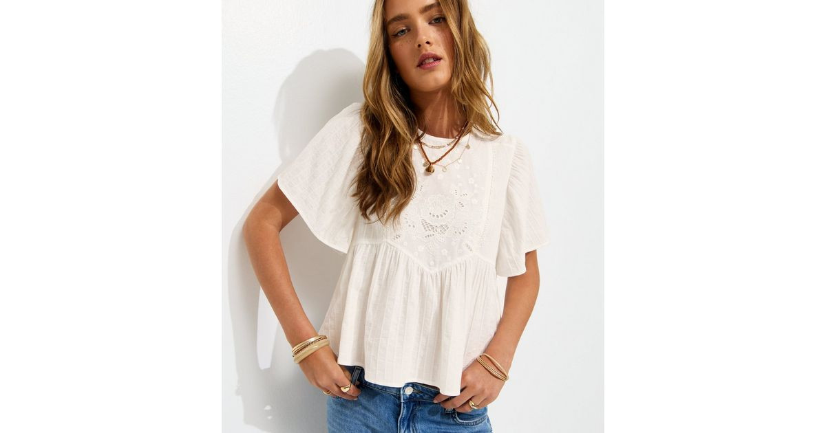 White Embroidered Short Sleeve Top | New Look | New Look (UK)