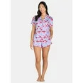 Women’s Valentine’s Day Print Shorty Notch Collar Pajama Set from Way to Celebrate, 2-Piece, ... | Walmart (US)