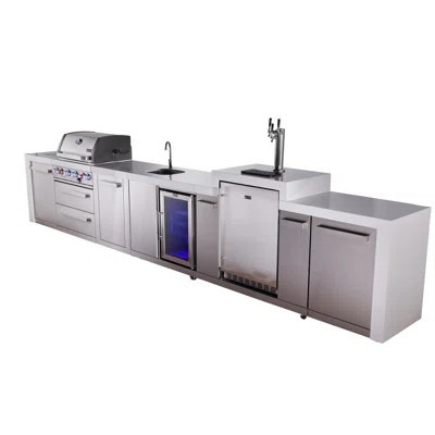 Mont Alpi Premium 4-burner 193" Deluxe Stainless Steel Island Modular Outdoor Kitchen Island Bbq Gas Grill With Infrared Side Burner + Beverage Center | Wayfair North America