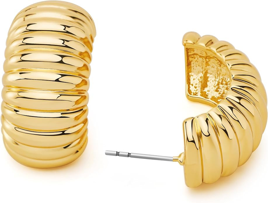 Polished Twisted Stud Earrings for Women Gold Silver Chunky Stud Earrings for Birthday Jewelry | Amazon (US)