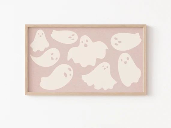 Frame TV Art File, Halloween Frame TV Art, Ghosts, Ghost Halloween Art, Neutral, Pink, Blush, Cut... | Etsy (US)