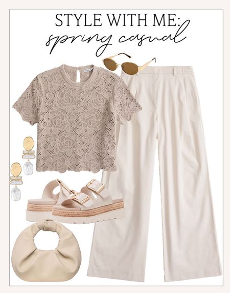Elevated casual outfit idea for spring!

#springstyle

Casual spring style. Crochet floral spring top. Neutral spring style  

#LTKfindsunder100 #LTKSeasonal #LTKstyletip