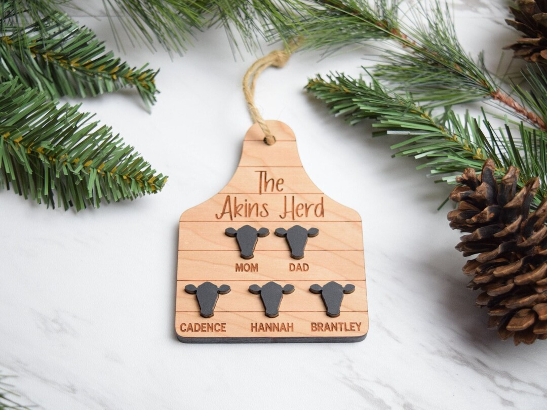 Cattle Tag Family Christmas Ornament Shiplap Cattle Tag - Etsy | Etsy (US)
