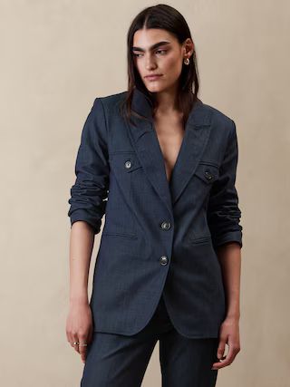 Chambray Long Blazer | Banana Republic Factory