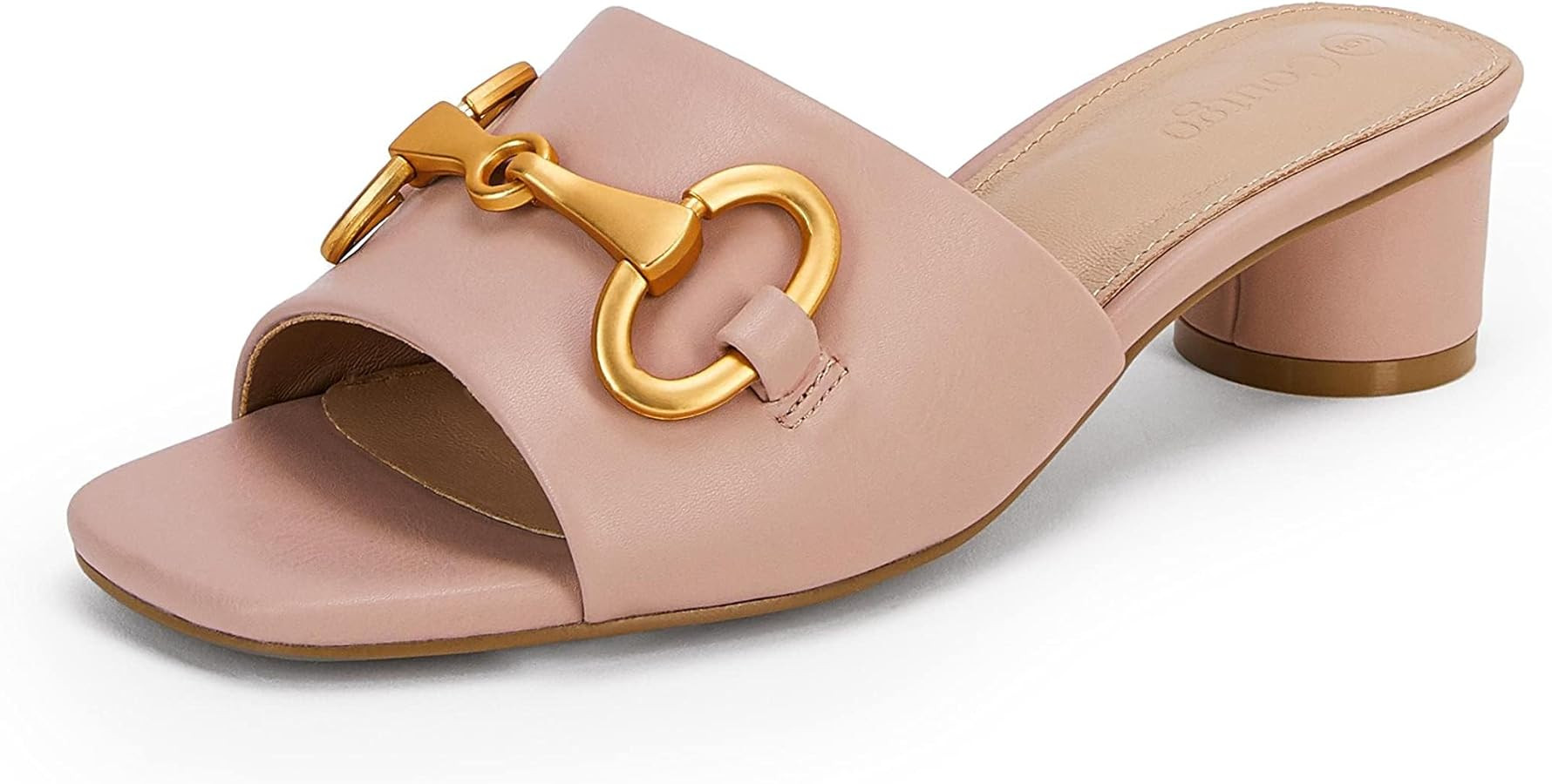 Coutgo Women's Slide Sandals Square Open Toe Slip on Comfortable Mules Block Low Heel Metal Chain... | Amazon (US)