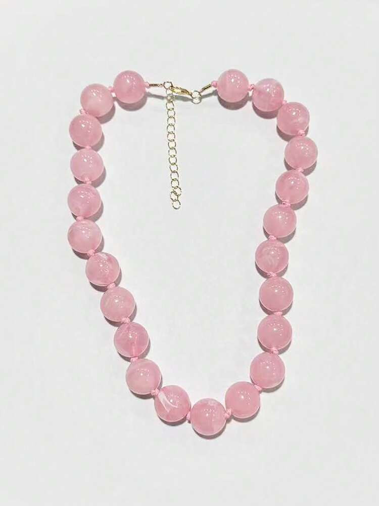 1 Piece Fashion Temperament Bohemian Round Resin Cloud Bead Rope Handmade Women's Beaded Necklace... | SHEIN