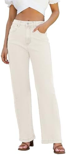 Womens Jeans High Waisted Straight Leg Loose Stretchy Lightweight Tummy Control Trendy Jeans for ... | Amazon (US)