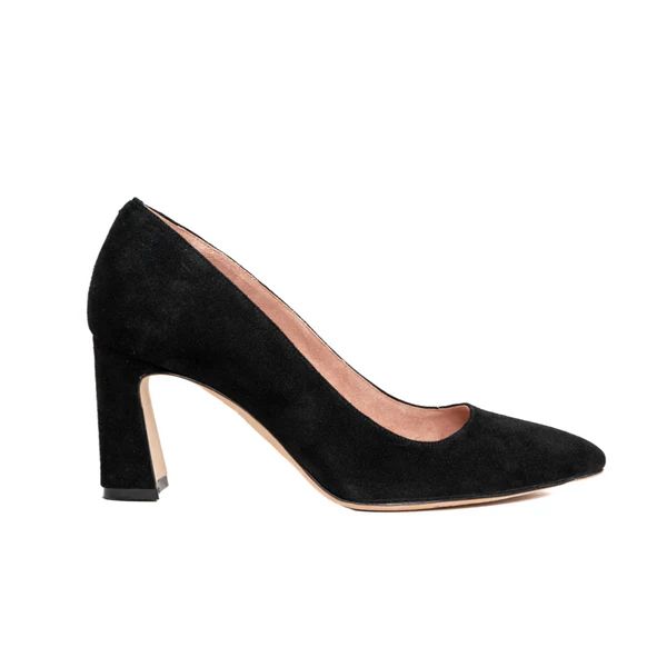 Black Suede Block Heel Pump | ALLY Shoes