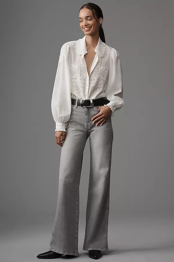 7 For All Mankind Lotta Mid-Rise Wide-Leg Jeans | Anthropologie (US)