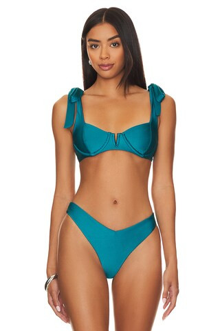 BEACH RIOT Blair Bikini Top in Midnight Teal from Revolve.com | Revolve Clothing (Global)