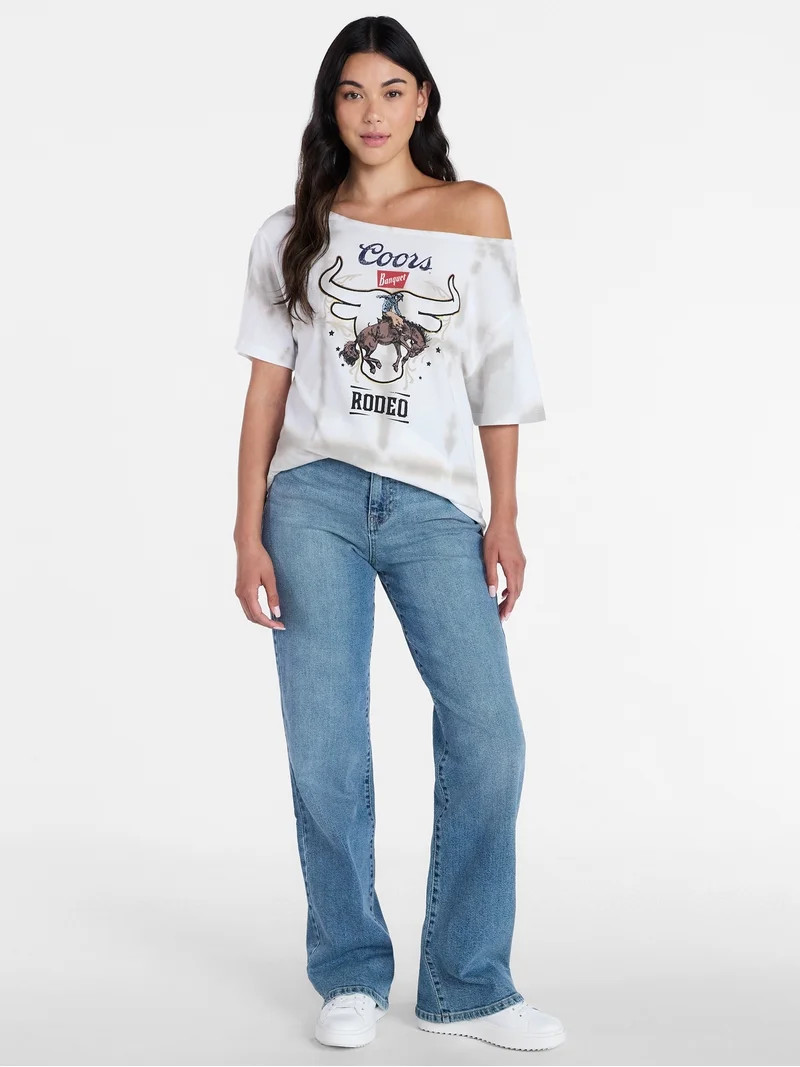 Coors Women's Off the Shoulder Graphic Print Tee, Sizes XXS-XXL | Walmart (US)