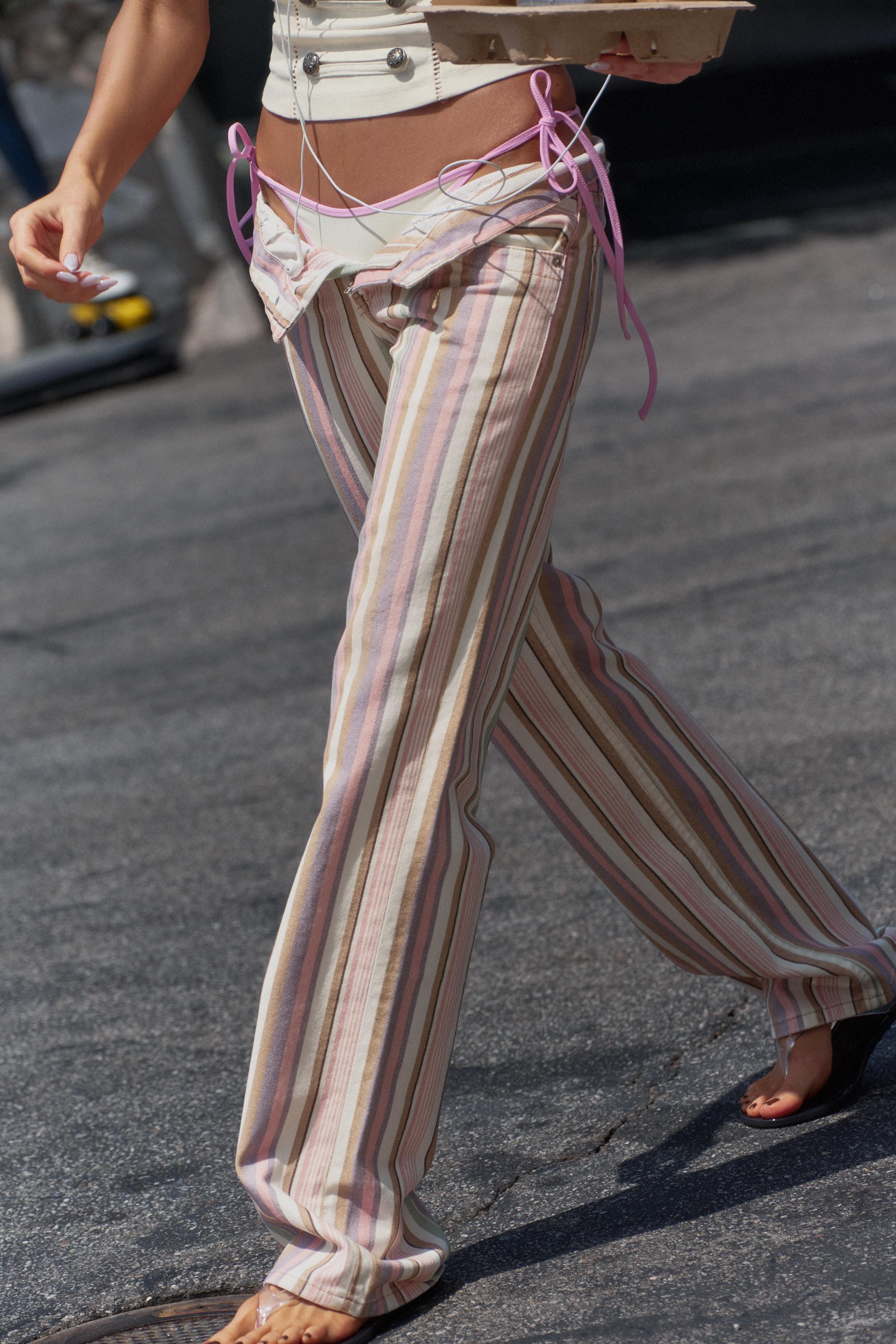 TRF LOW-RISE STRIPED WIDE-LEG JEANS | Zara UK