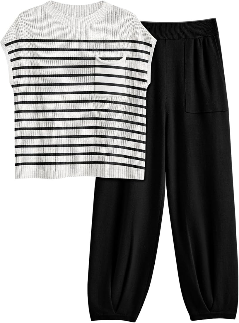 LILLUSORY 2 Piece Knit Sets For Women Trendy Sweatsuit Sets | Amazon (US)