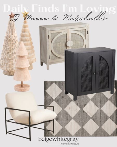 Hurrying!! Tj Maxx has this designer cabinet for an amazing price. Buy one or you can combine them to make a sideboard. The diamond rug is selling fast is on trend this season!! Love the gorgeous chairs and the cute Christmas wood trees! Beigewhitegray 

#LTKstyletip #LTKhome #LTKHoliday