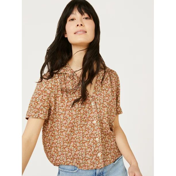 Free Assembly Women’s Short Sleeve Camp Shirt | Walmart (US)