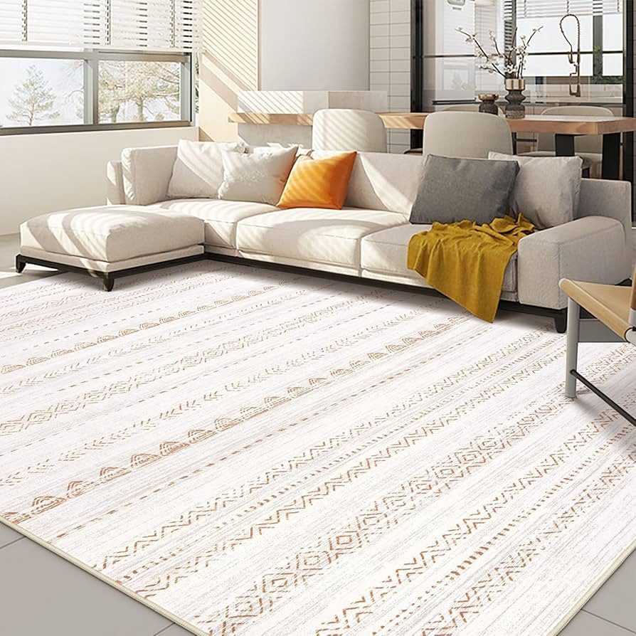 Area Rug Living Room Rugs: 5x7 Large Soft Machine Washable Boho Moroccan Farmhouse Neutral Stain ... | Amazon (US)