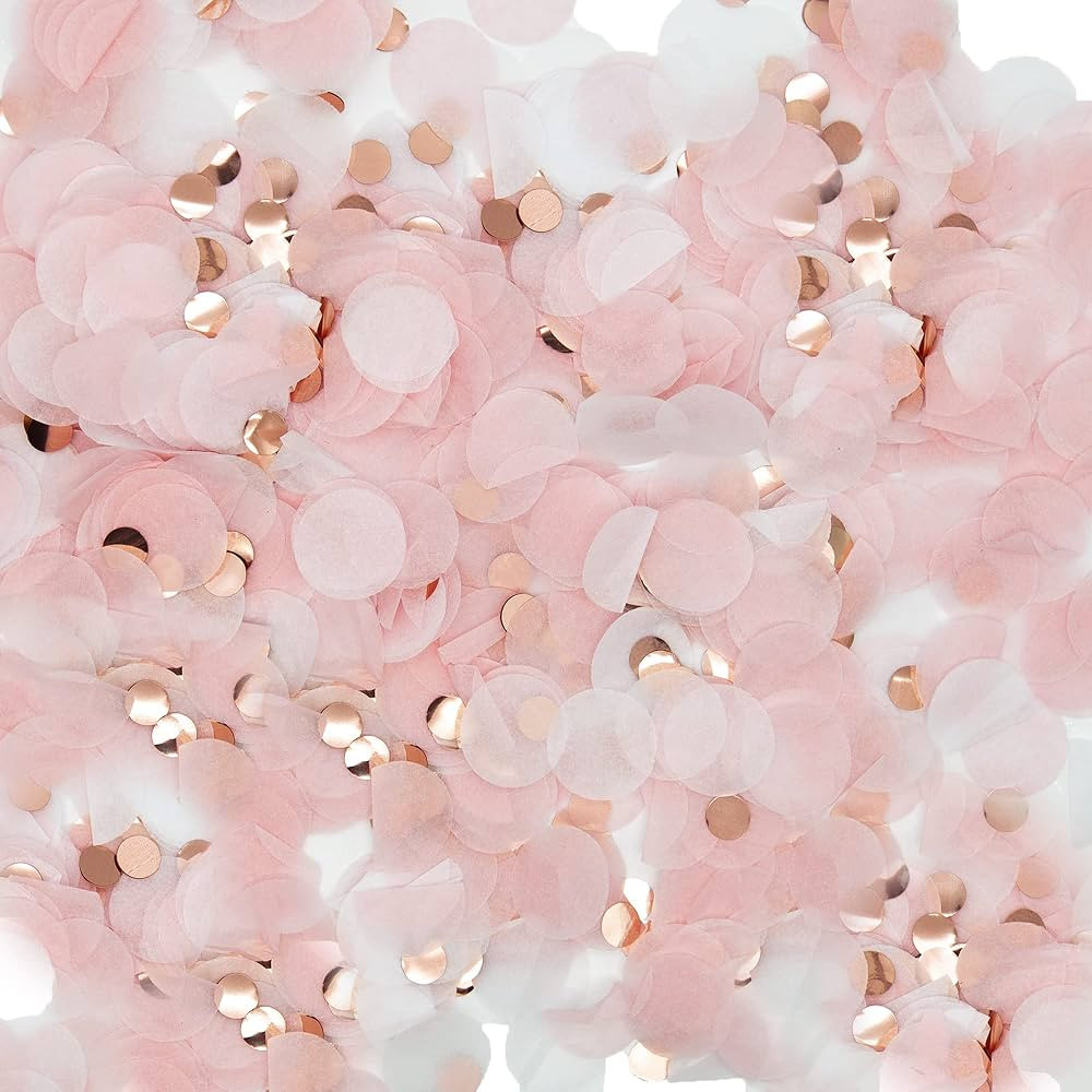 Amazon.com: Round Tissue Confetti Glitter,Rose Gold Pink White Paper Tissue Confetti Dots for Wed... | Amazon (US)