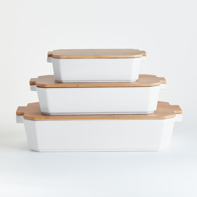 Baking Dishes with Bamboo Lids | Crate & Barrel