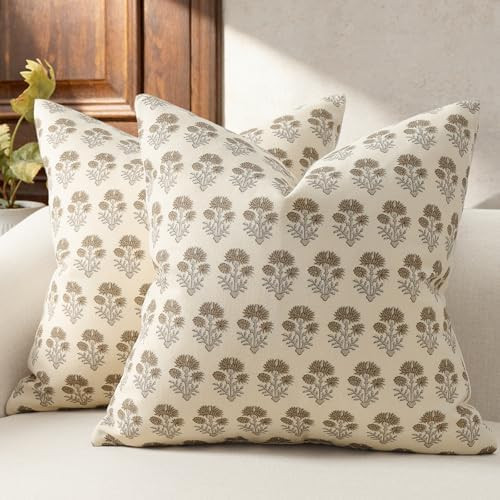 Farmhouse Floral Pillow Covers 18x18 Set of 2, Country Botanical Throw Pillow Cover for Sofa Couc... | Amazon (US)