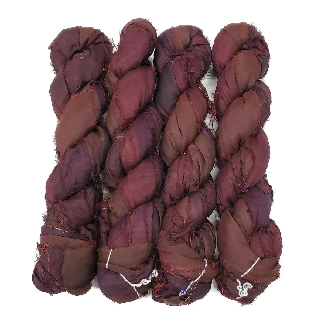 100g/45-50 Yards Recycled Sari Silk Ribbon Color: Eggplant - Etsy | Etsy (US)