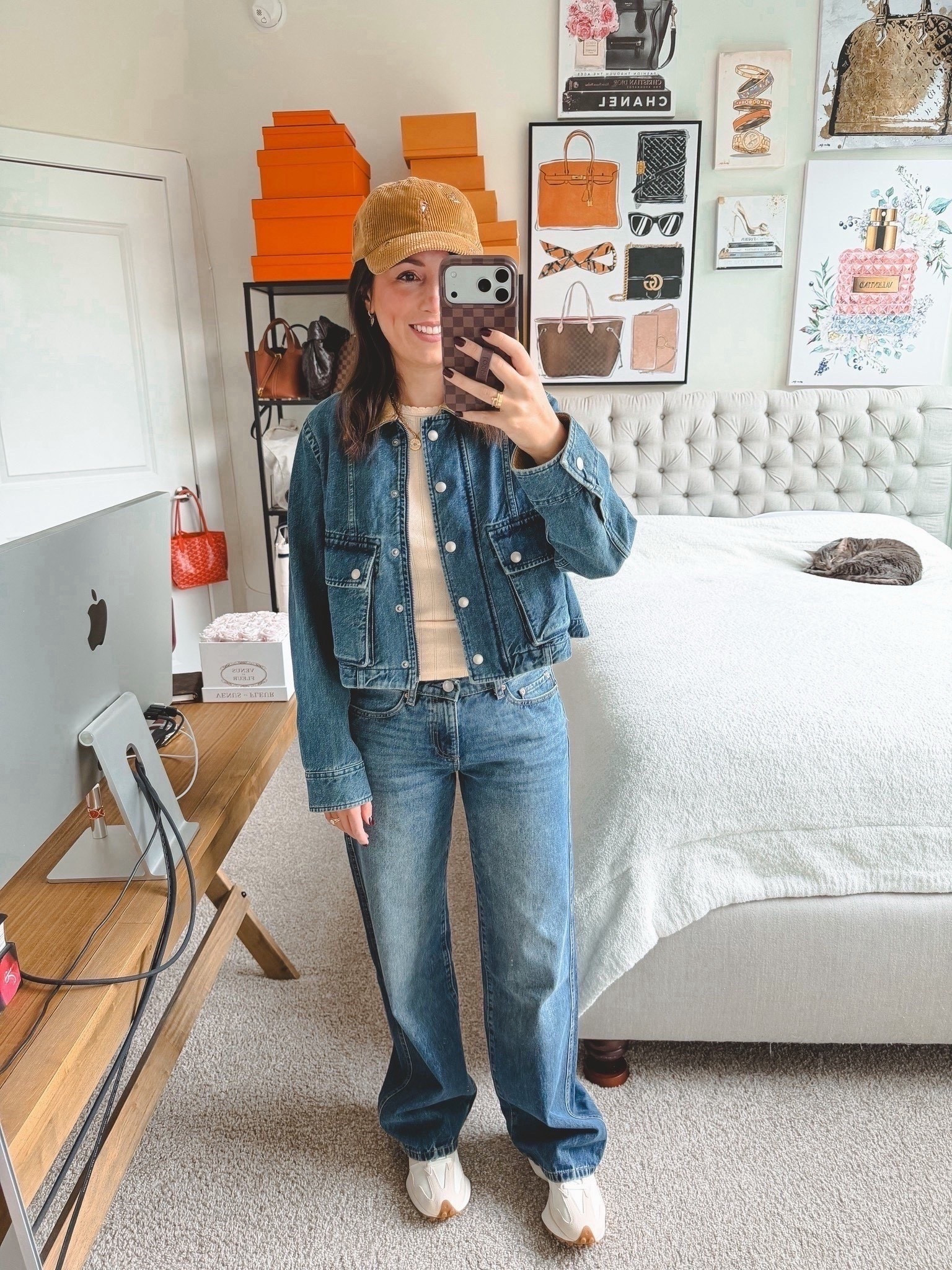 The cutest trapeze denim jacket! Obsessed with the corduroy collar for fall! Matched with my corduroy Ralph Lauren baseball hat!



#LTKSeasonal #LTKootd #LTKFindsUnder100