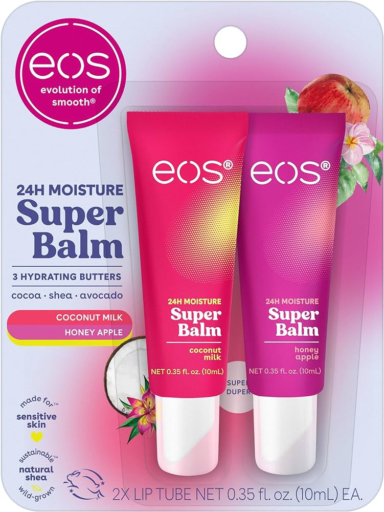 eos 24H Moisture Super Balm- Coconut Milk & Honey Apple, Lip Mask, Day or Night Lip Treatment, Ma... | Amazon (US)