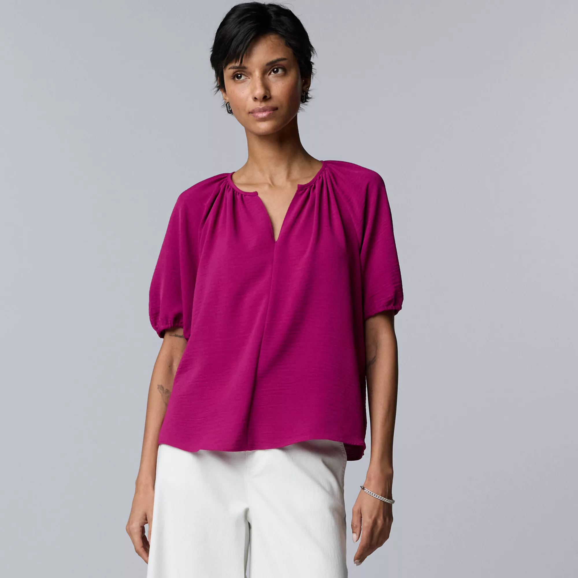 Women's Simply Vera Vera Wang Shirred Blouse | Kohl's