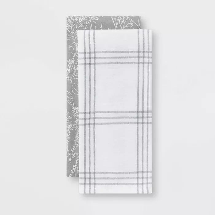 2pk Cotton Printed Kitchen Towels - Threshold™ | Target